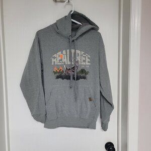 Mens grey Realtree hoodie with deer on it - size small